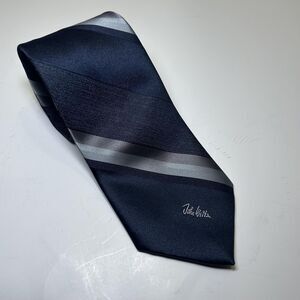 John Weitz Tie Men's One Size Blue Striped Classic Pointed Polyester Silk USA